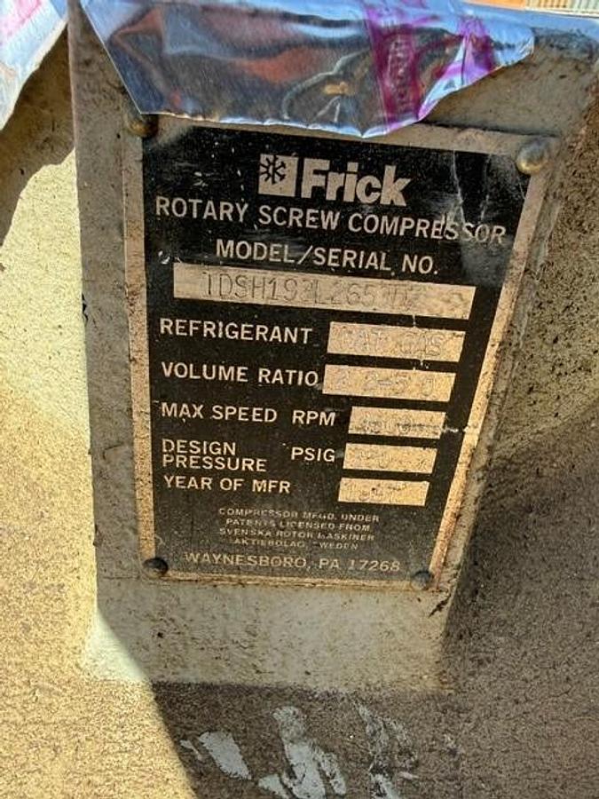 Used Frick Screw Compressor Model: TDSH 193L
