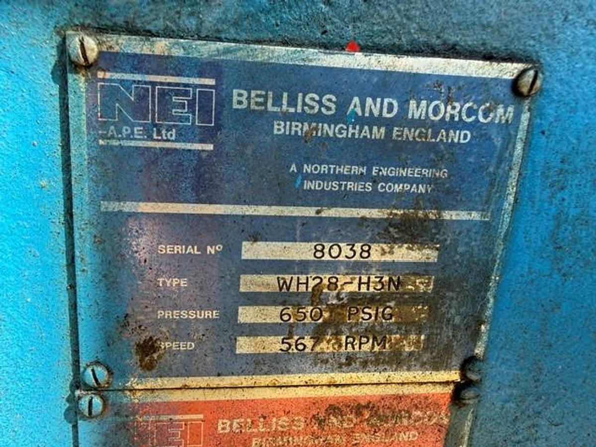 Used Bellis and Morcom 300 HP WH28-H3N Air Compressor SN 8038