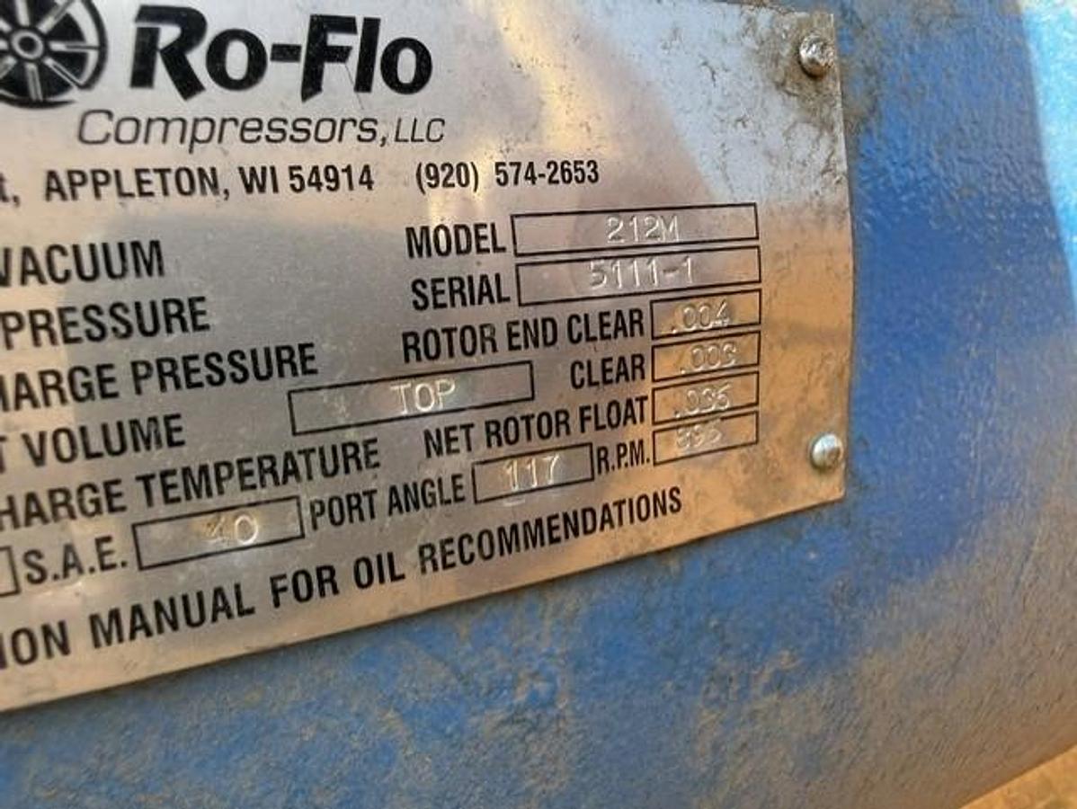Used AC Ro-Flo 212M Rotary Vane Compressor SN 5111-1