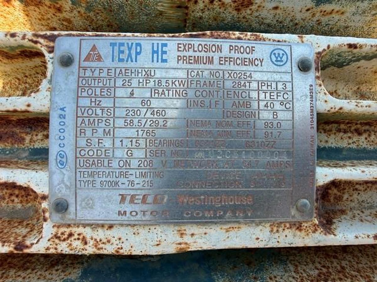 Used Quincy 4125PNG Vapor Recovery Compressor 25HP SN 20080505-0038