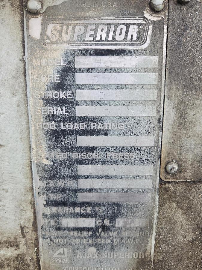 Used White Superior Model Ram 54 Frame S/N: 328,950 Size 7 X 7 X 5.5 X 5.5 x 5" Stroke