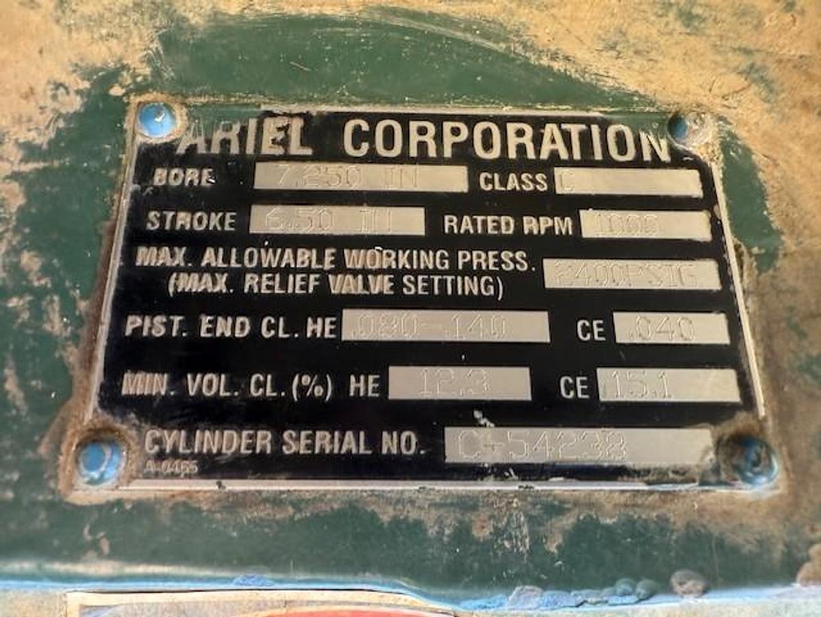Used Ariel 7.25” JGC 2400 # Cylinder SN C-54238