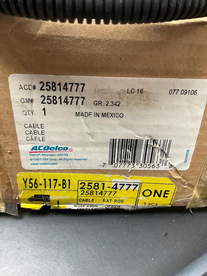 AC Delco Positive Battery Cable PN: 25814777
