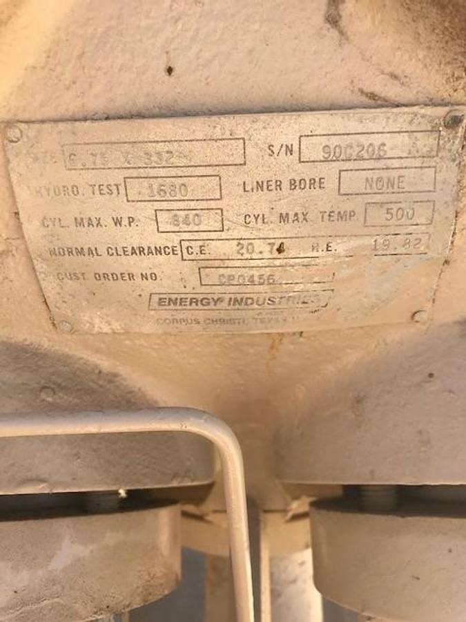 Used 75 HP / Gemini Compressor Model FE332D-2 Two Stage Cylinder Size 6 3/4” x 5 1/2"