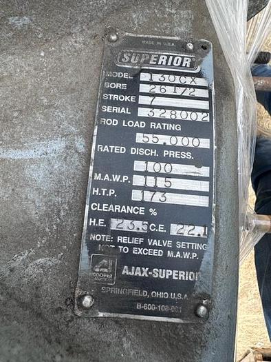 Used White Superior 26.5” x 7” Stroke 130CX 115# Cylinder SN: 328002