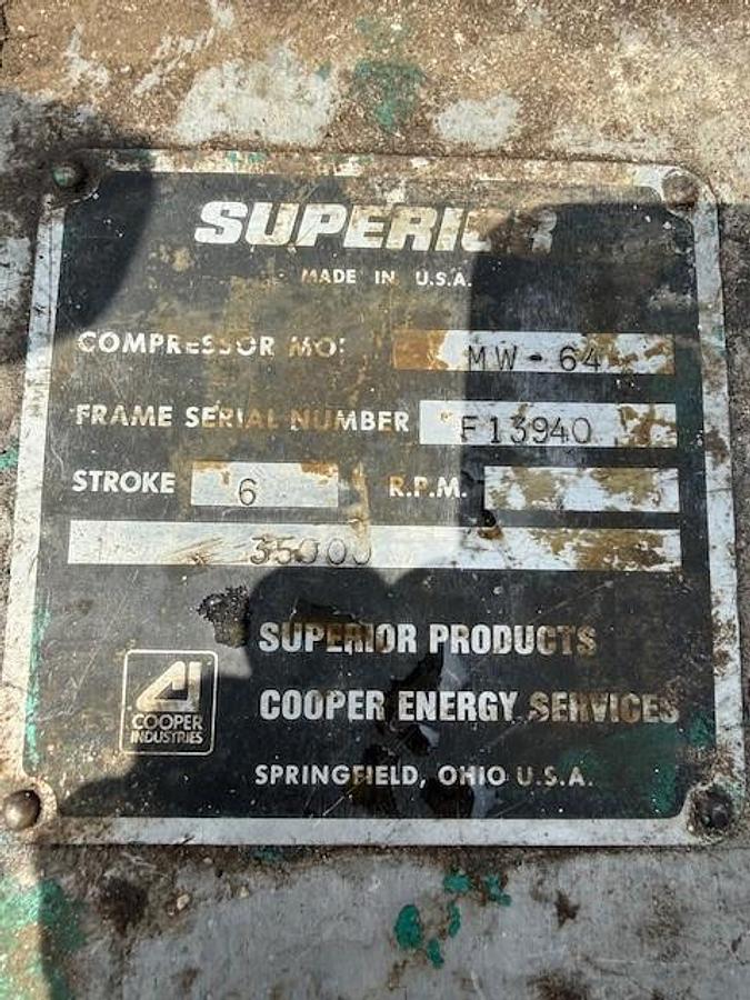 Used White Superior MW-64 Compressor Frame SN F13940 with 11.5” x 7.75” 6.5” x Blank