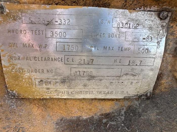 Used Gemini FE332-2C Compressor Frame SN: 32F343 with 8.25” x 5.25 ...
