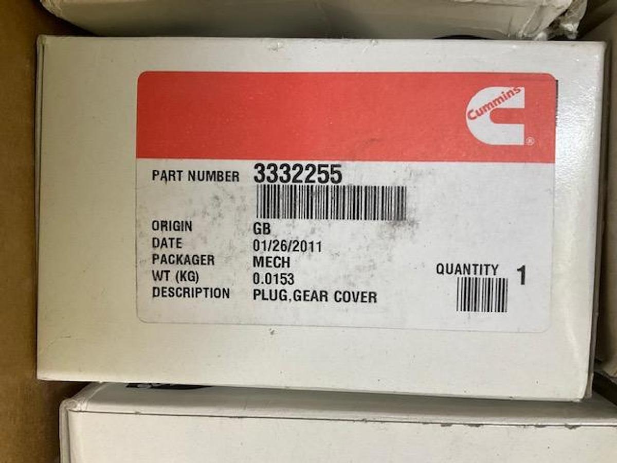 Cummins Gear Cover Plug PN 3332255
