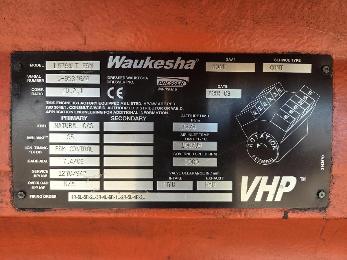 Used Waukesha L5794LT Engine SN: C-95376/4