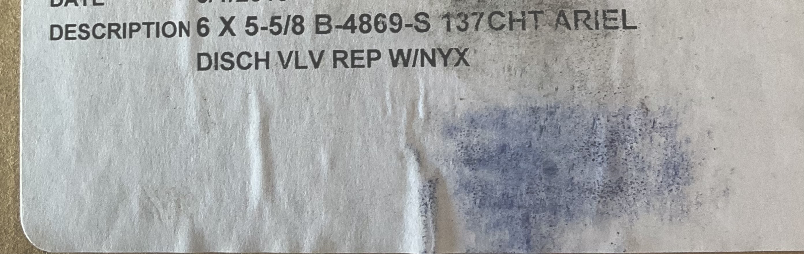 Ariel DIS VLV,137CT, NYX PN: B-4969-S