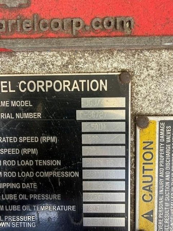 Used Ariel JGJ-4 Compressor Frame SN F-30727 with 11” x 11” x 9.25” x 5.125” Cylinders