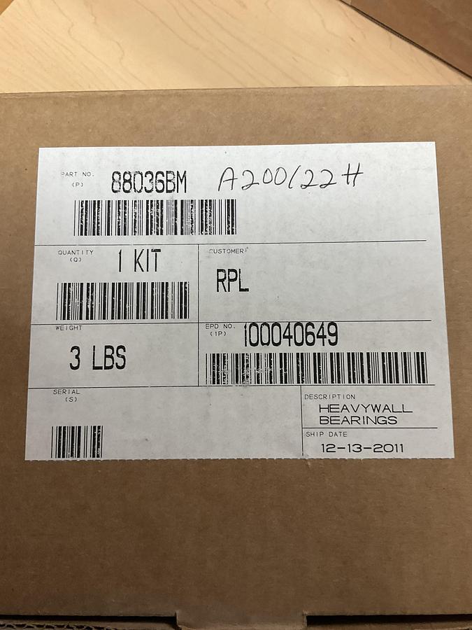 Waukesha NBL, BEARING,MAIN,FRT,CENT,RE PN: A200122H
