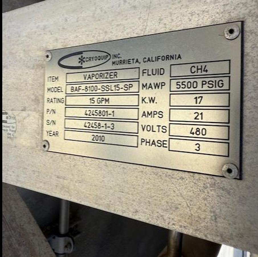 Used Cryoquip Inc Vaporizers SN 