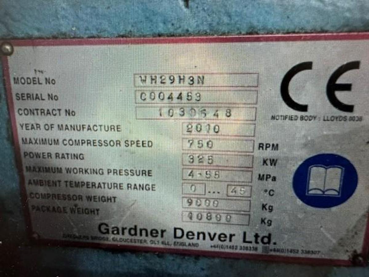 Used Qty (2) Gardner Denver Compressor Model WH29H3N S/N C004453 Air Compressor Belliss and Morcum