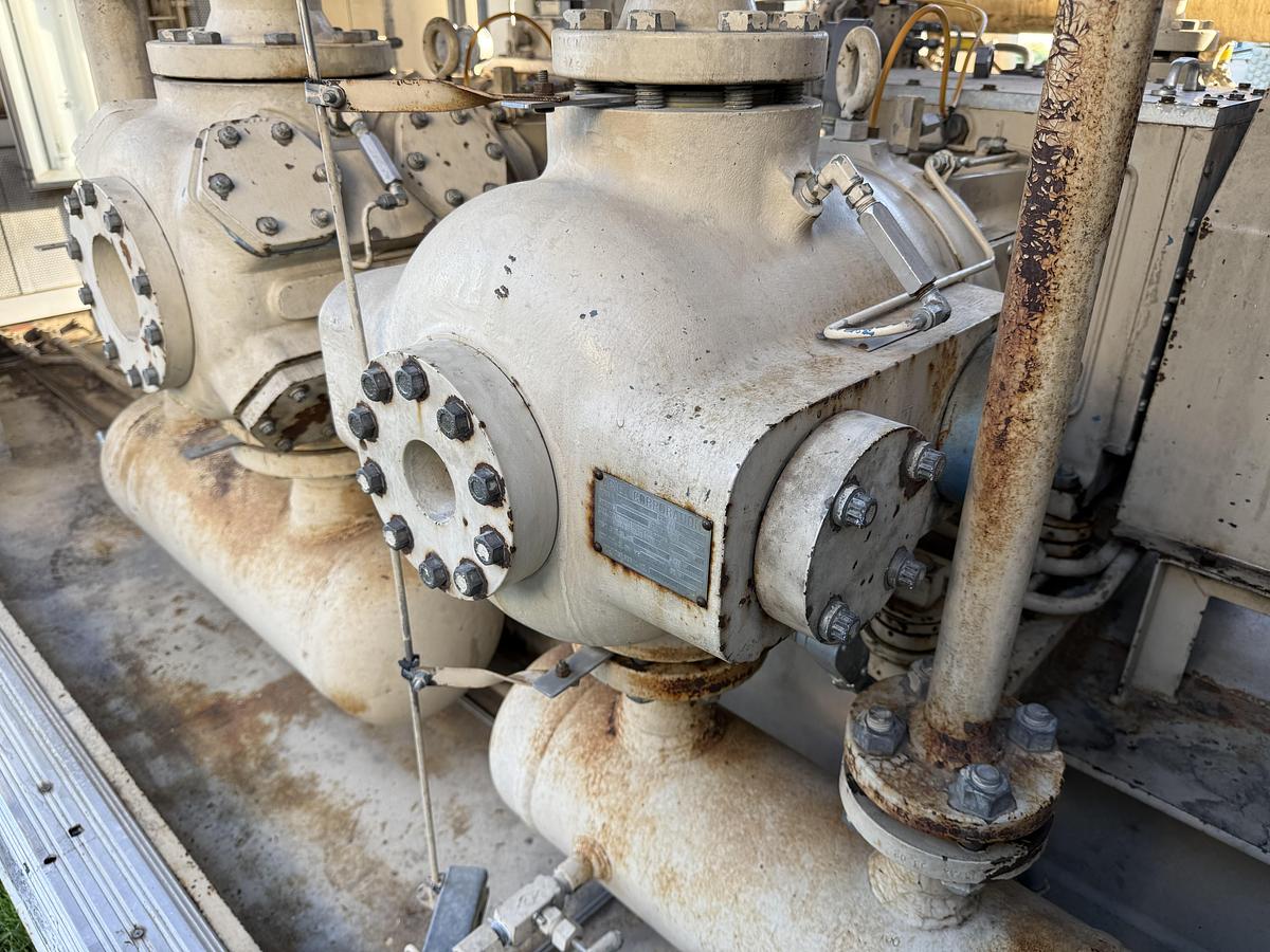 Used 600 HP / Ariel JGA-4 SN F-21749 Four Stage CNG Compressor Package Size 6.125” x 4.125” x 3.375” x 3.375” x 1.75” x 1.75” with ACE E721 Cooler