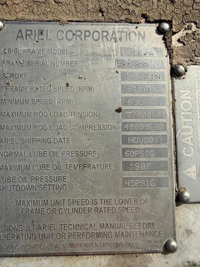 Used Ariel JGK-4 Compressor Frame SN F-36855