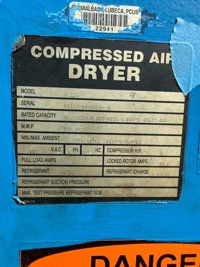 Used Bellis and Morcom 300 HP WH28-H3N Air Compressor SN 8038