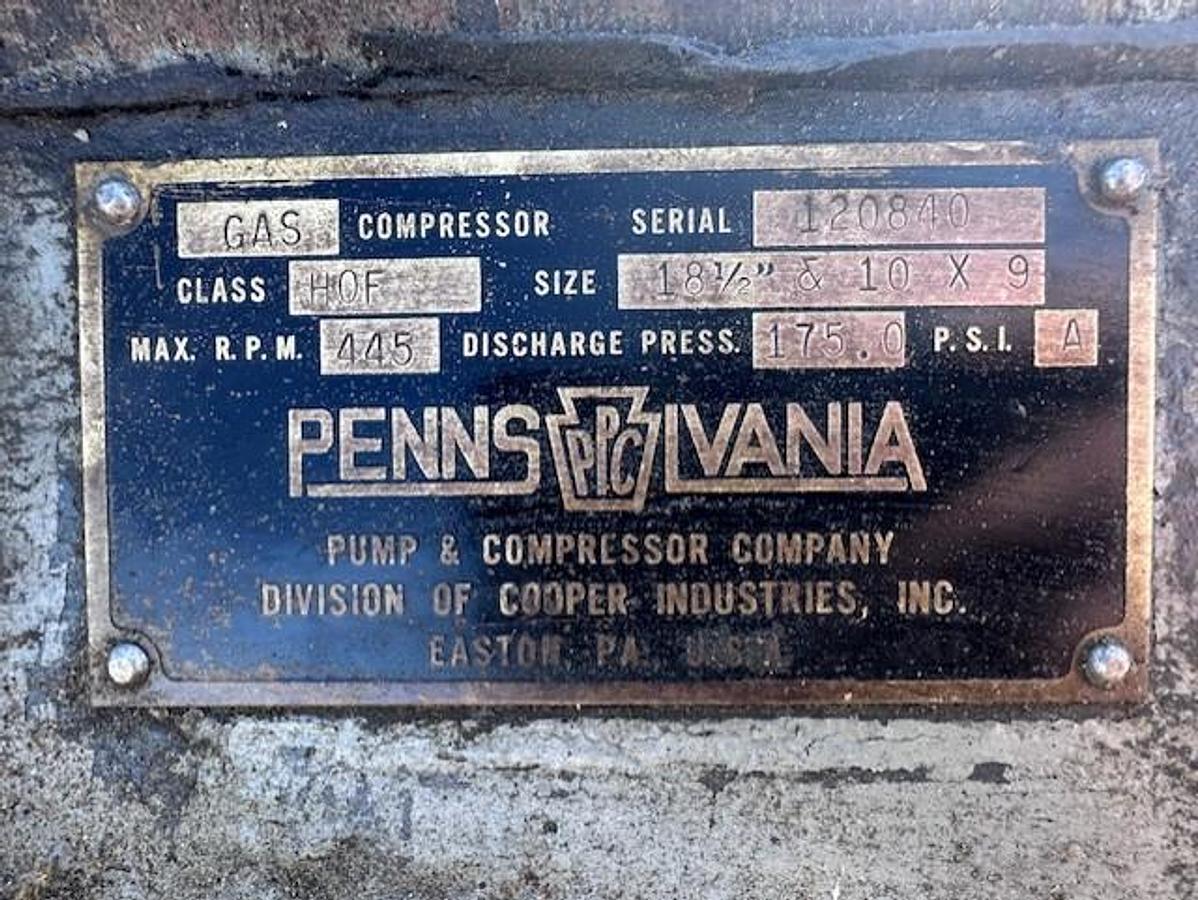 Used Cooper Pennsylvania HOF-2 SN 120840 Cylinder Sizes 18.5” x 10” x 9” stroke / 250 HP unit 