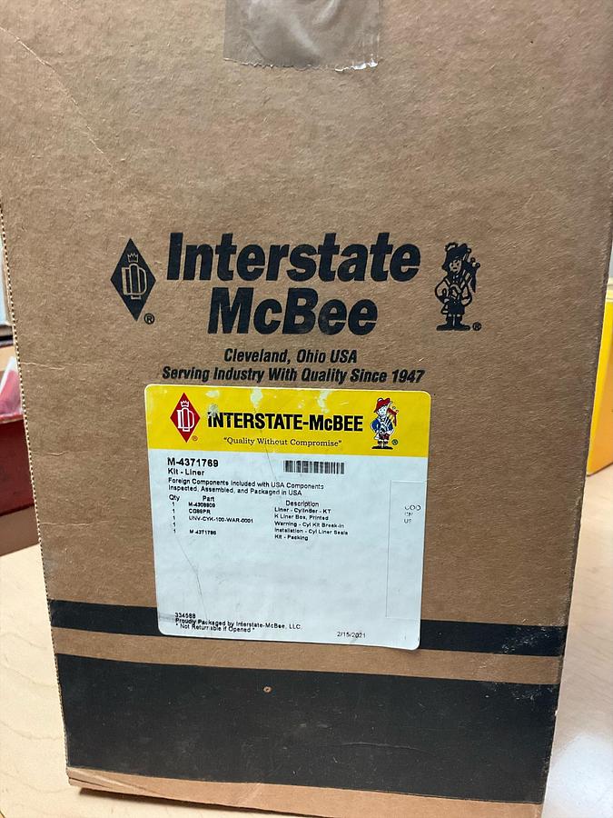 Used Interstate McBee Liner kit  PN:M-4371769