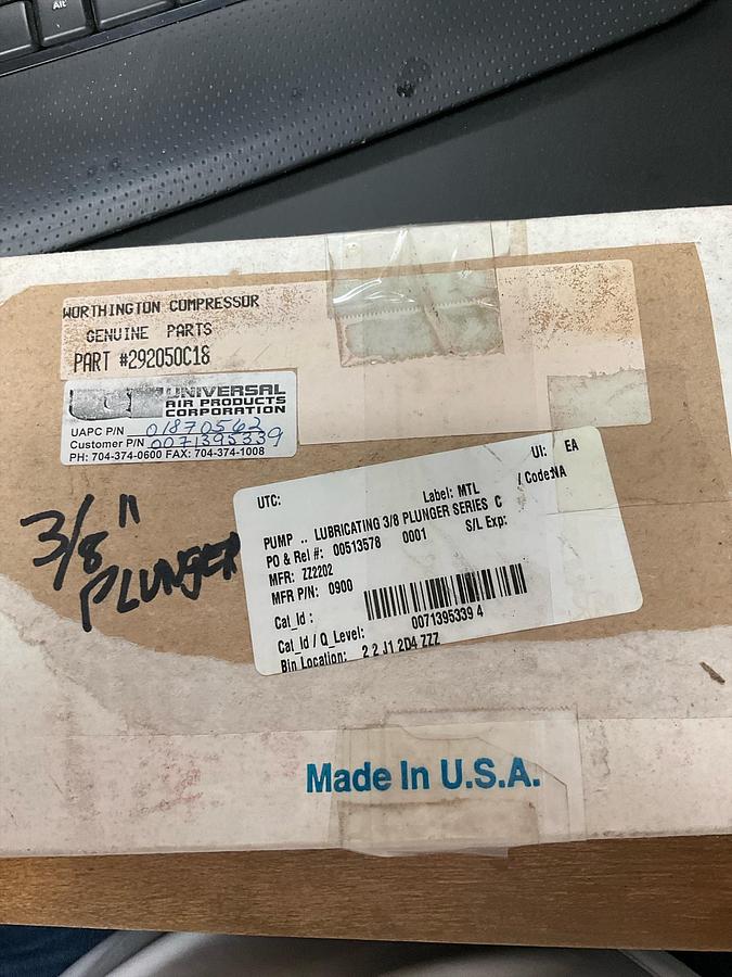 Worthington Lubricating 3/8 Plunger Series C PN: 292050C18