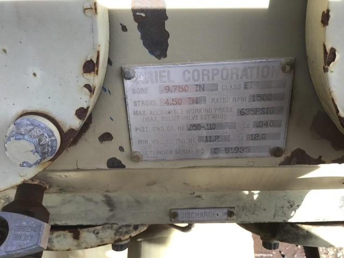 Used Ariel JGT-4 Two Stage Compressor Package Size 17.25” x 17.25” x 9.75” x 9.75” SN F-25508 1250 HP