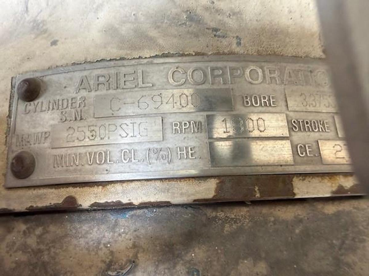 Used 600 HP / Ariel JGA-4 SN F 21750 Four Stage CNG Compressor Package Size 6.125” x 4.125” x 3.375” x 3.375” x 1.75” x 1.75” with ACE E721 Cooler