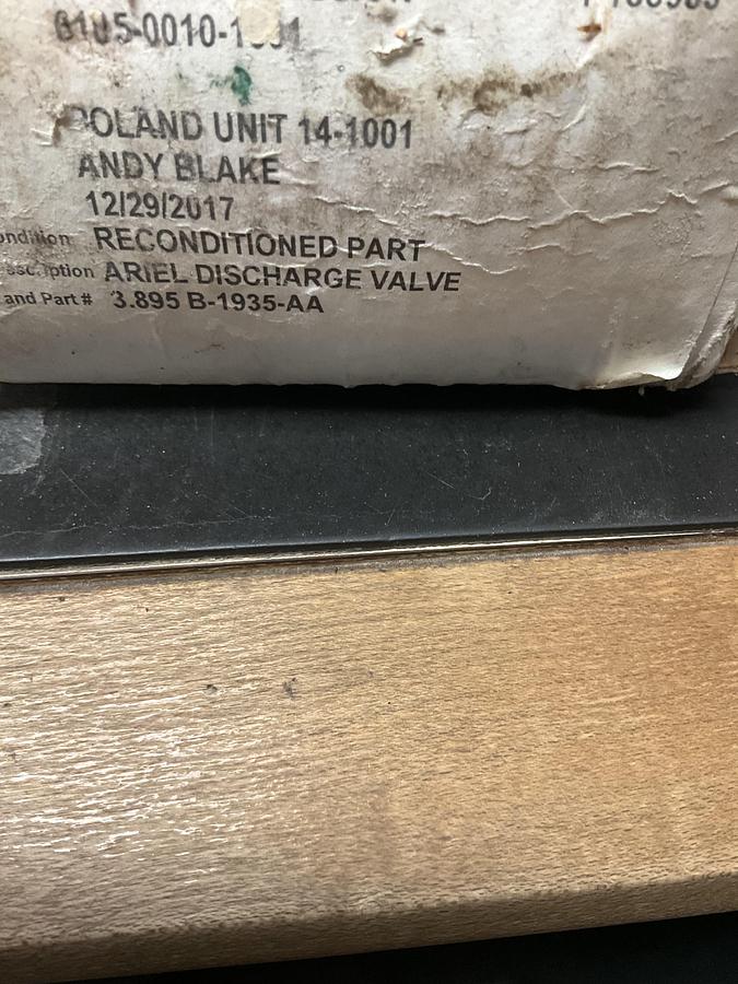 Used Ariel Discharge Valve PN: B-1935-AA