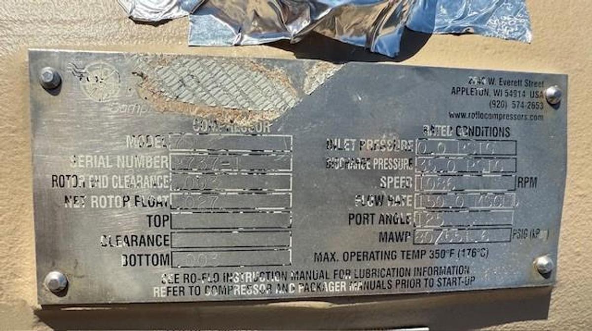 Used AC RoFlo Compressor Model 7D SN 9737-1