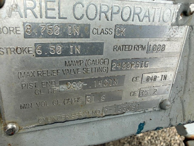 Used Ariel 8.75” CK 2400 # MAWP Cylinder SN C-133091