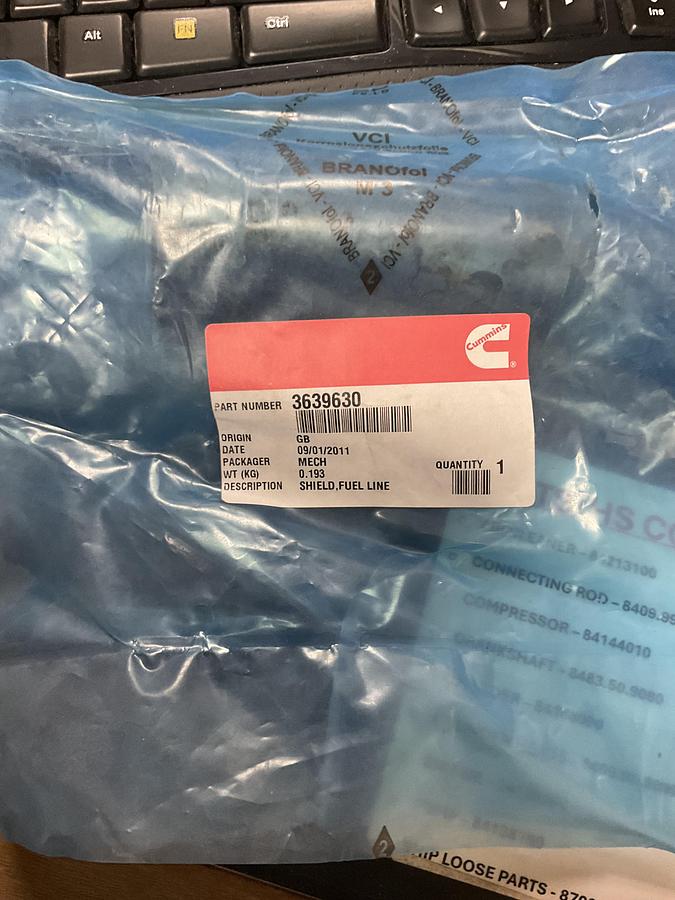 Cummins Genuine OEM Shield Fuel Line Heavy Duty Engine Component PN: 3639630
