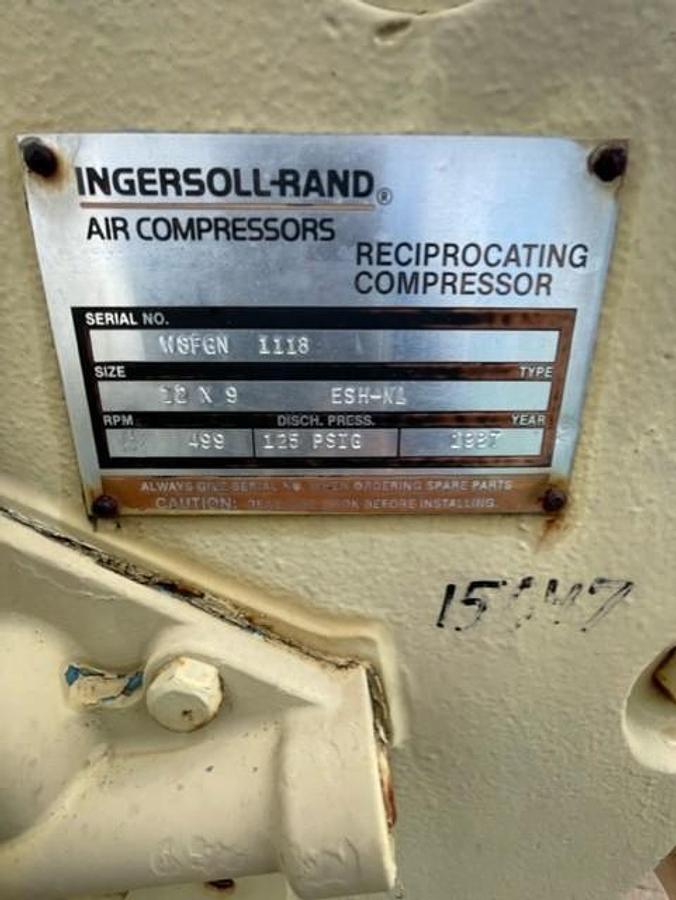 Used Ingersoll Rand ESH-NL Compressor Package SN W8FGN1118