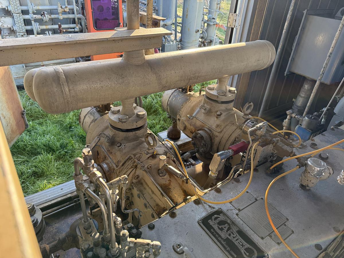 Used 600 HP / Ariel JGA-4 SN F-21749 Four Stage CNG Compressor Package Size 6.125” x 4.125” x 3.375” x 3.375” x 1.75” x 1.75” with ACE E721 Cooler