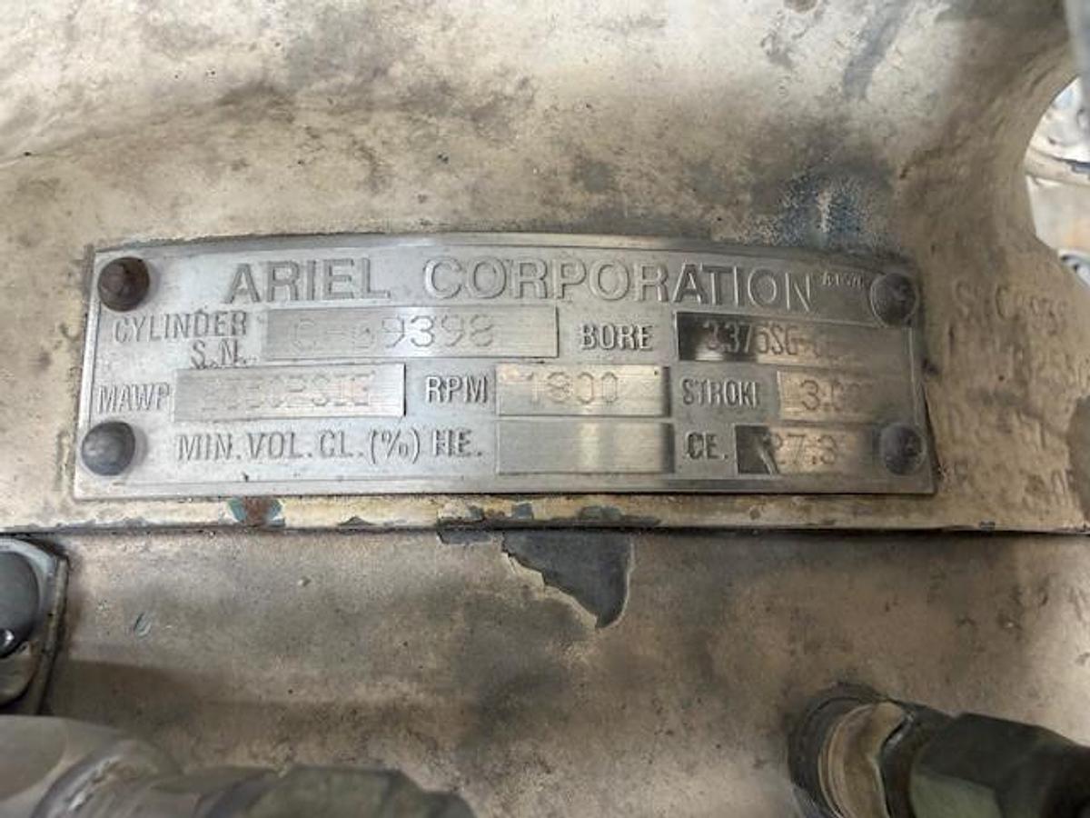 Used 600 HP / Ariel JGA-4 SN F 21750 Four Stage CNG Compressor Package Size 6.125” x 4.125” x 3.375” x 3.375” x 1.75” x 1.75” with ACE E721 Cooler