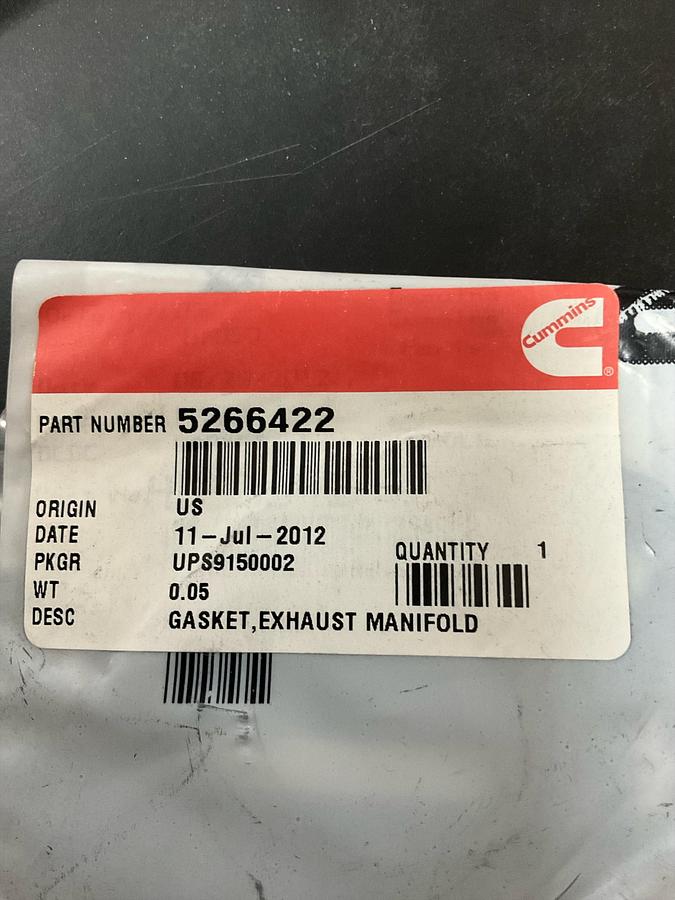 Cummins Exhaust Manifold Gasket PN 5266422