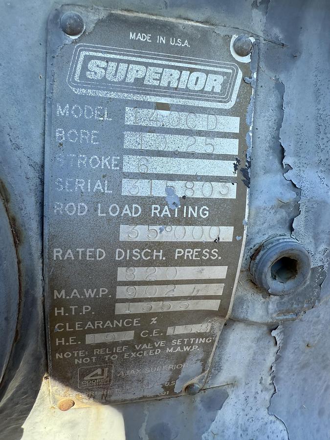 Used White Superior MW-64 Compressor Frame SN 312850