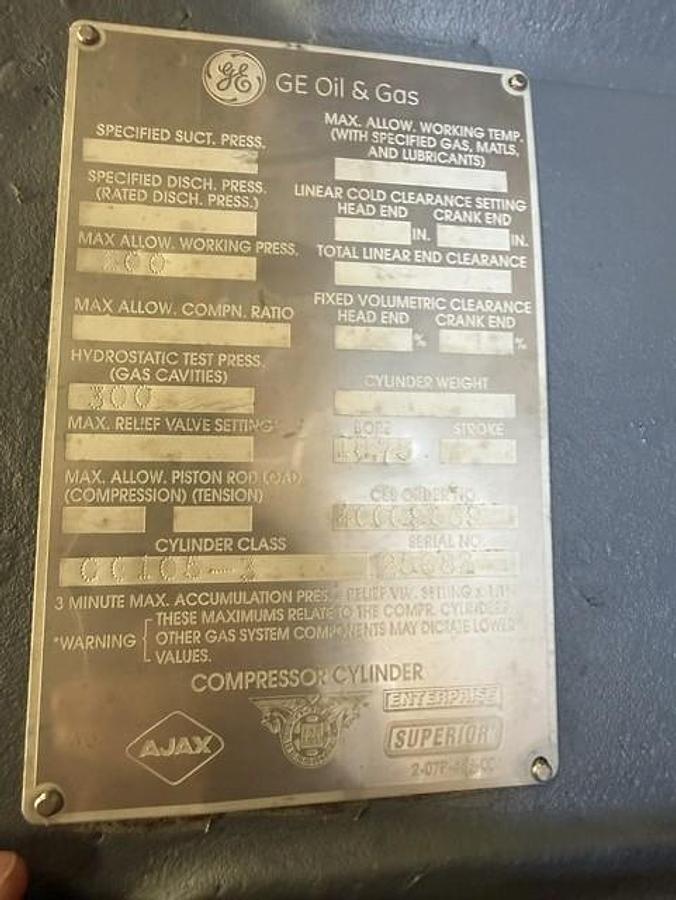 Used Cooper Bessemer 18.75" CG105-3 200 # Cylinder SN 25682