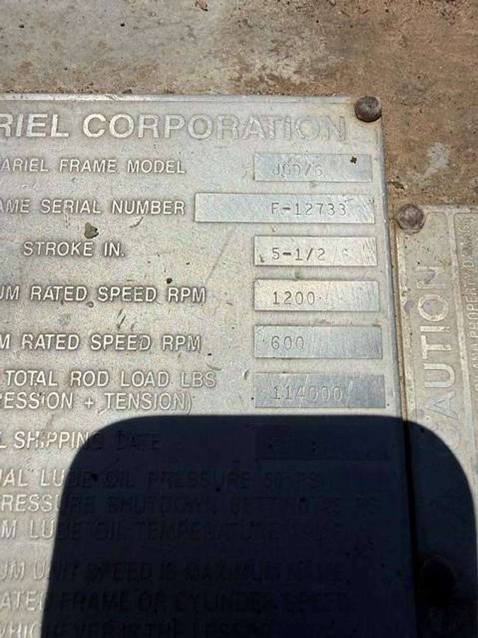 Used Ariel JGD-6 Compressor Frame SN F-12733