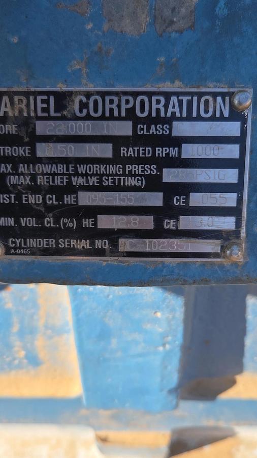 Used Ariel 22” JGC 285 # Cylinder SN C-102351