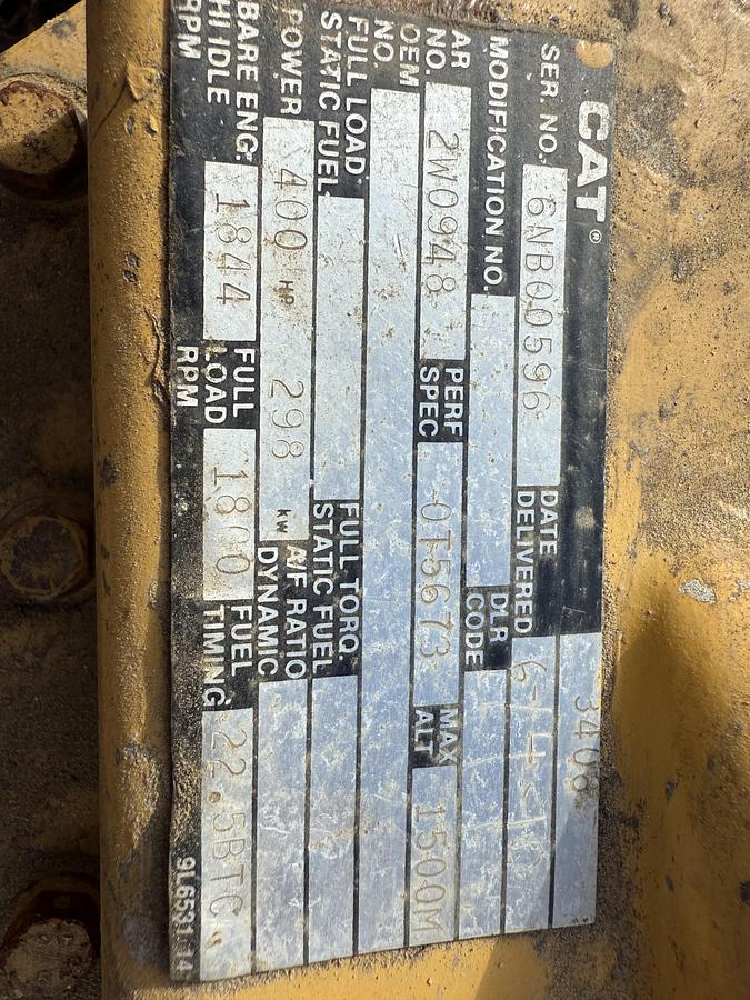 Used Caterpillar G3408TA Engine SN 6NB00596