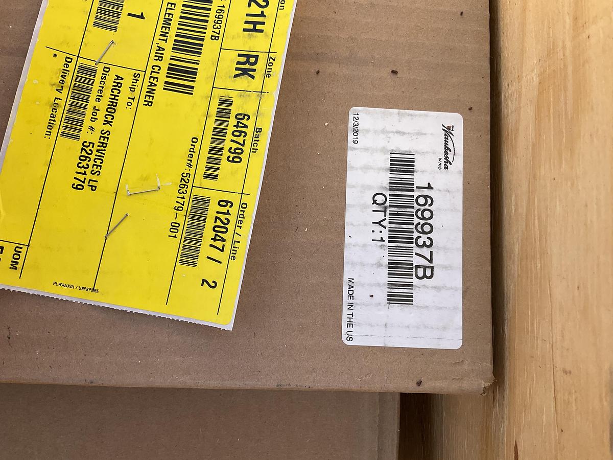 Waukesha Air Filter PN: 169937B