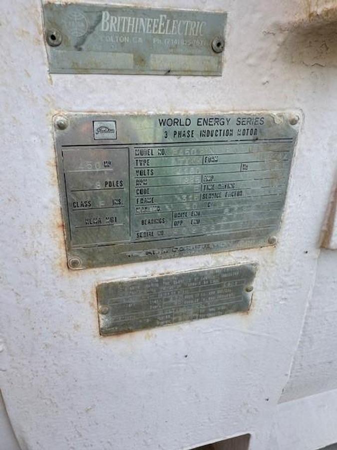 Used  Toshiba Electric Induction Motors Frame # 315 TIKK 4160 Volts 60 450 HP