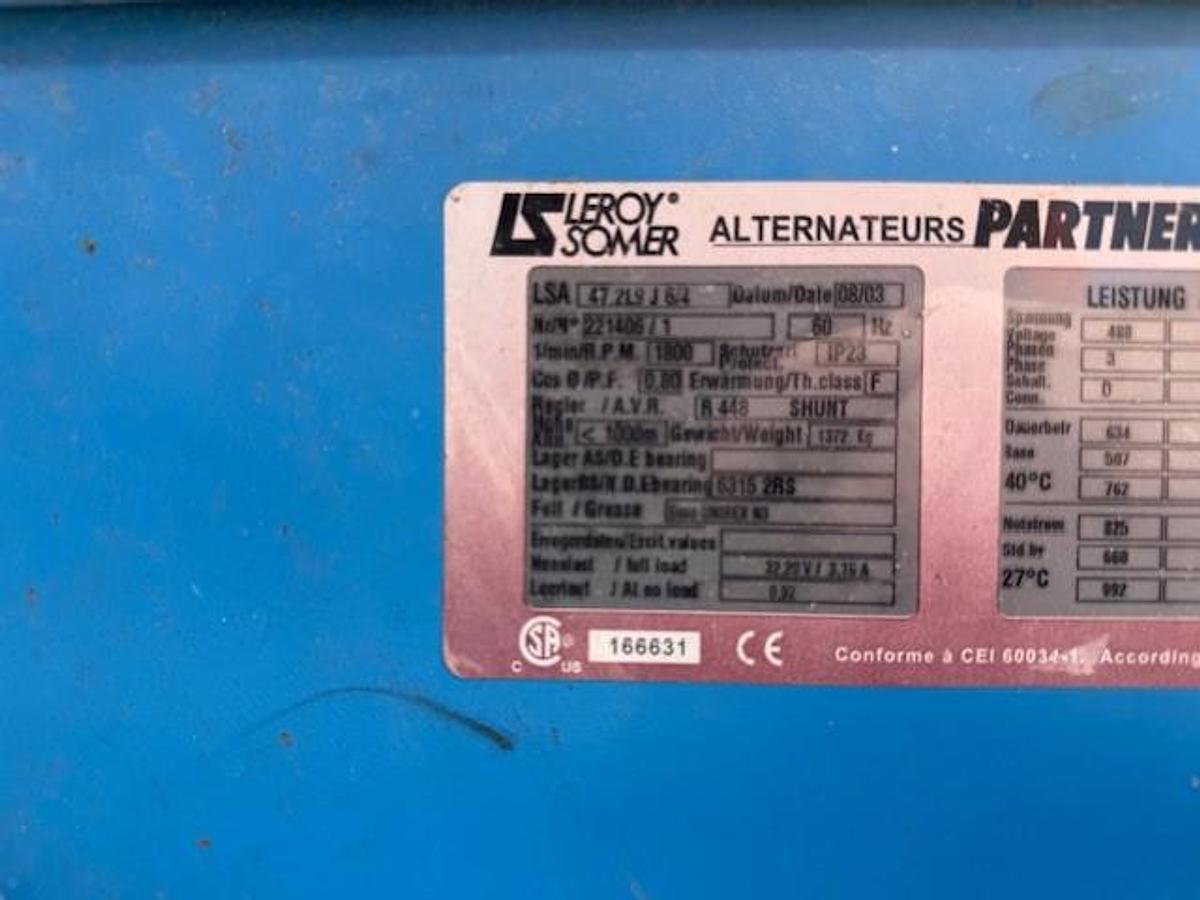 Used Waukesha L36GSID / Leroy Somer 550 KW Natural Gas Generator Set SN C-17682/1