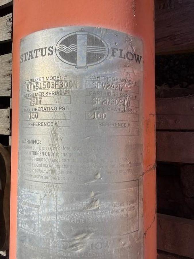 Used Status Flow SFVS1503F300N pulsation Dampeners 150 psi 