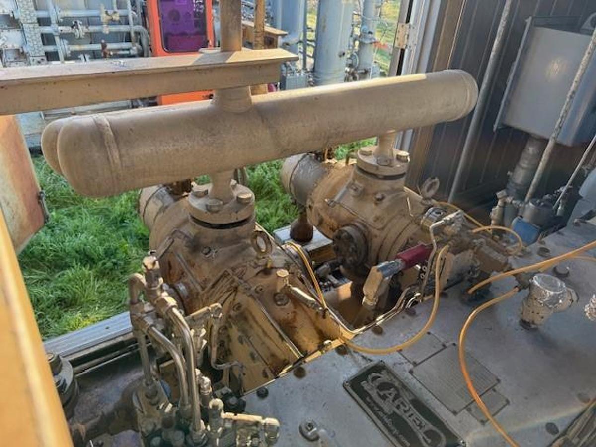Used 600 HP / Ariel JGA-4 SN F-21749 Four Stage CNG Compressor Package Size 6.125” x 4.125” x 3.375” x 3.375” x 1.75” x 1.75” with ACE E721 Cooler