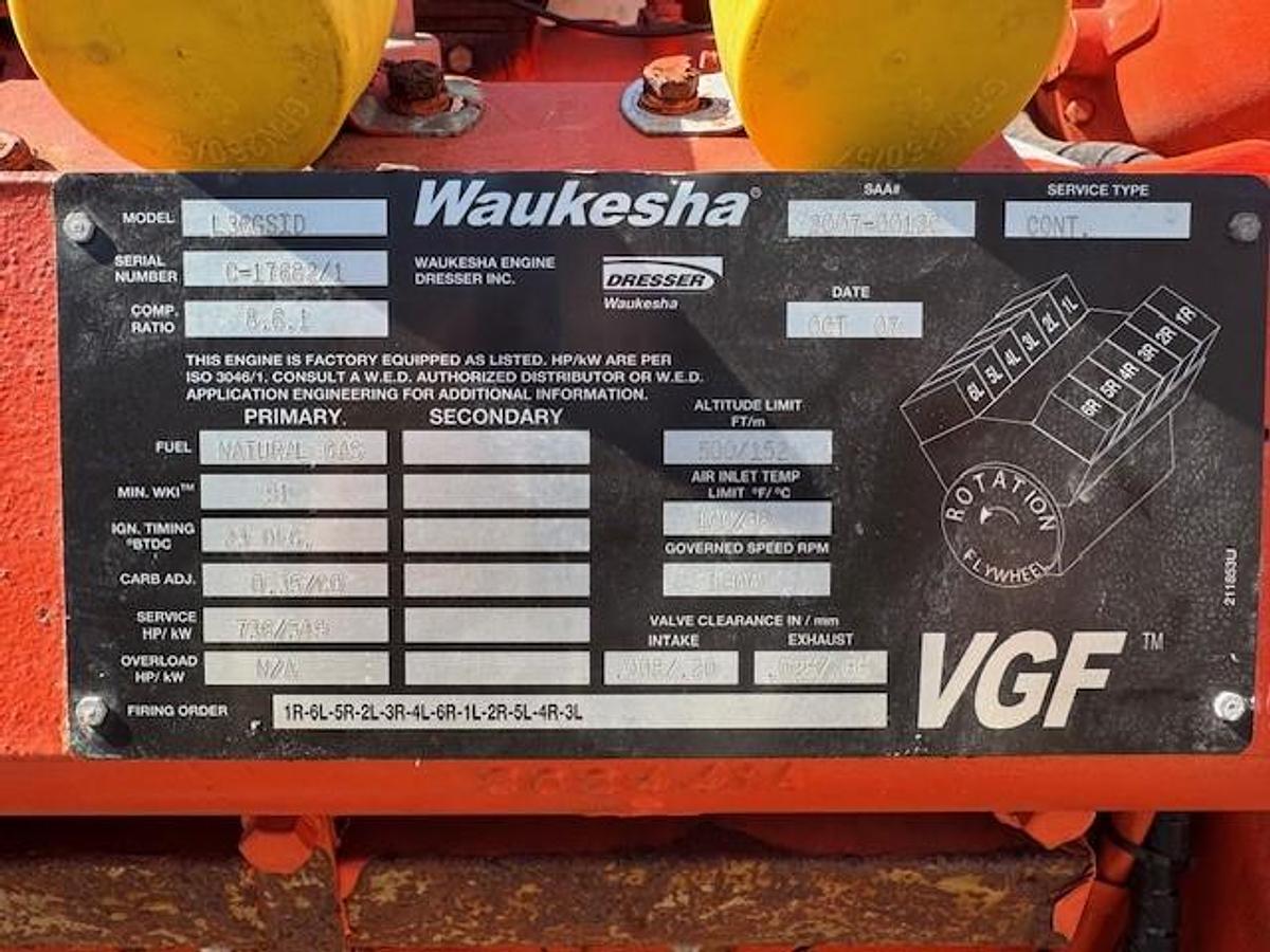 Used Waukesha L36GSID / Leroy Somer 550 KW Natural Gas Generator Set SN C-17682/1