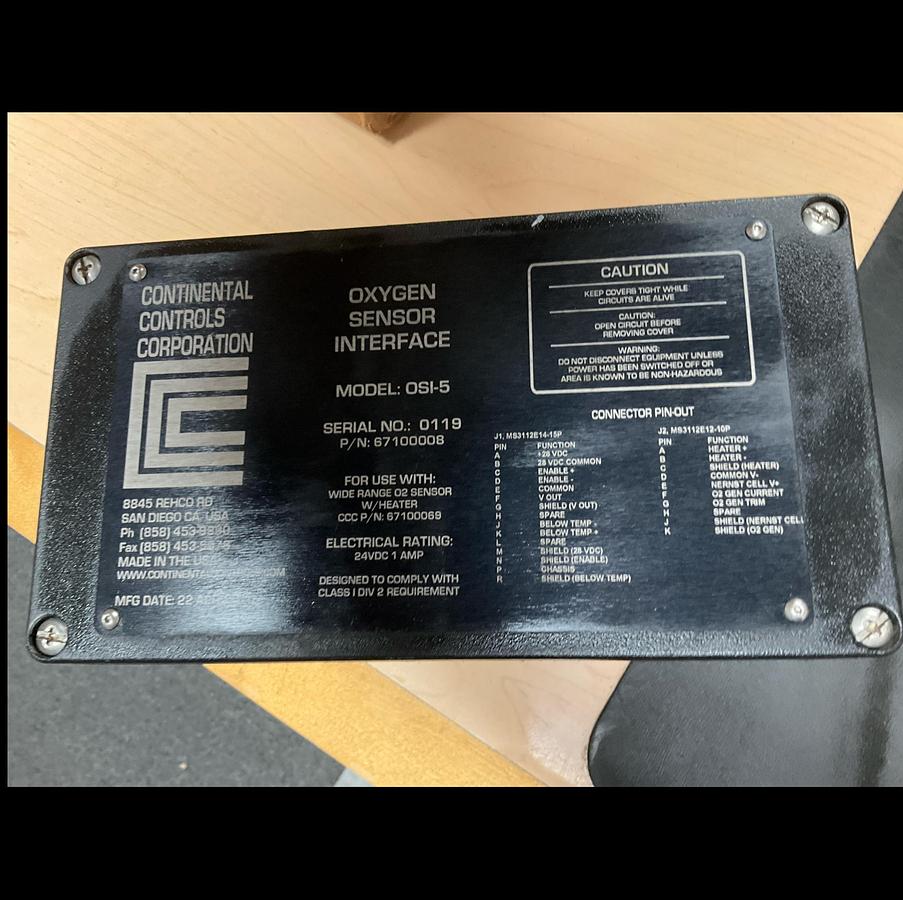 Used Continental controls corporation Oxygen Sensor Interface PN: 67100008 Model: OSI-5