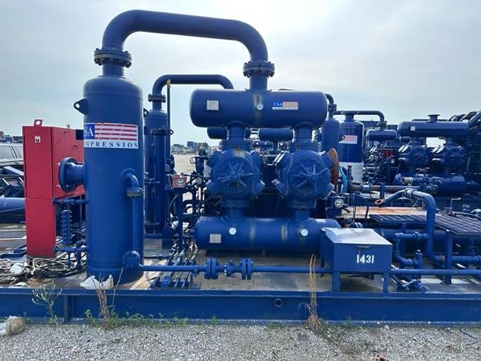 Used Ariel JGJ-4 / Cat G3508LE Three stage Compressor Package - Size 13.5” x 13.5” x 9.75” x 5.5” - Less Engine Only - Unit # 143