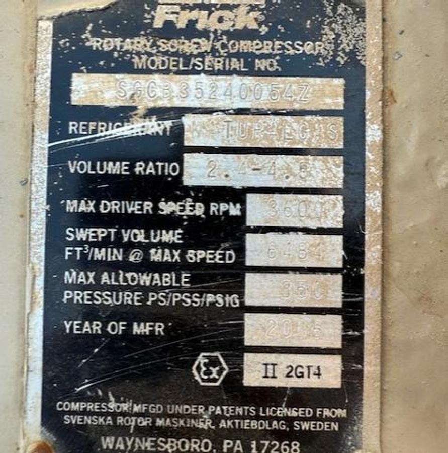 Used Frick SGCB3524 Screw Compressor SN SGCB35240054Z