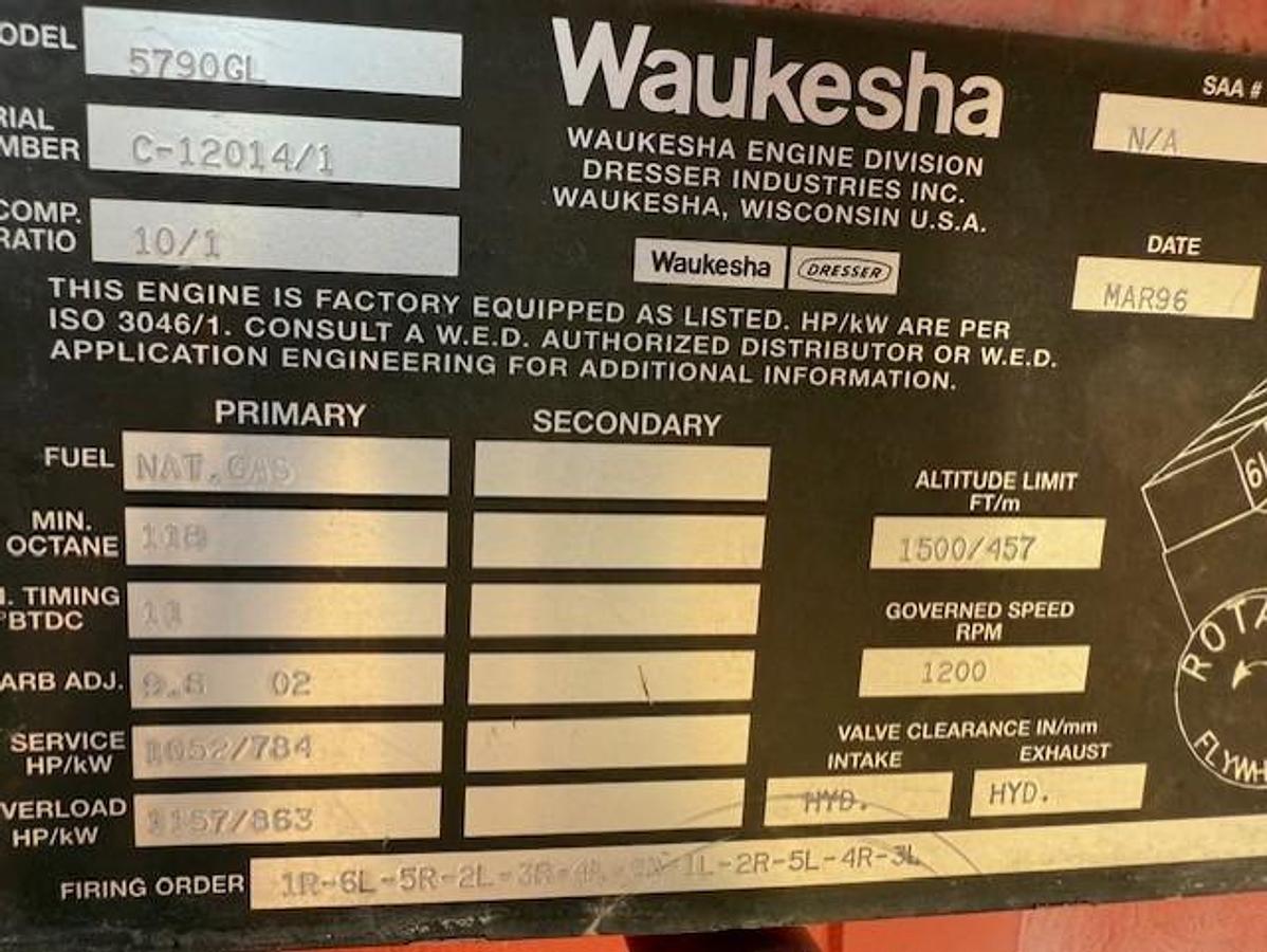 Used Waukesha L5790GL ESM Engine SN C-12014/1