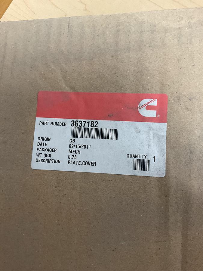 Used Cummins Cover Plate PN: 3637182